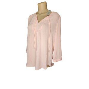 NYDJ Womens Macaron Pink Tie Peasant Blouse, Size Small NWT